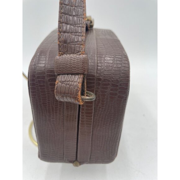 Brown Faux Leather Handbag by AMERICAN MODES Gold Clasp & Matching Coin Purse - Picture 14 of 14